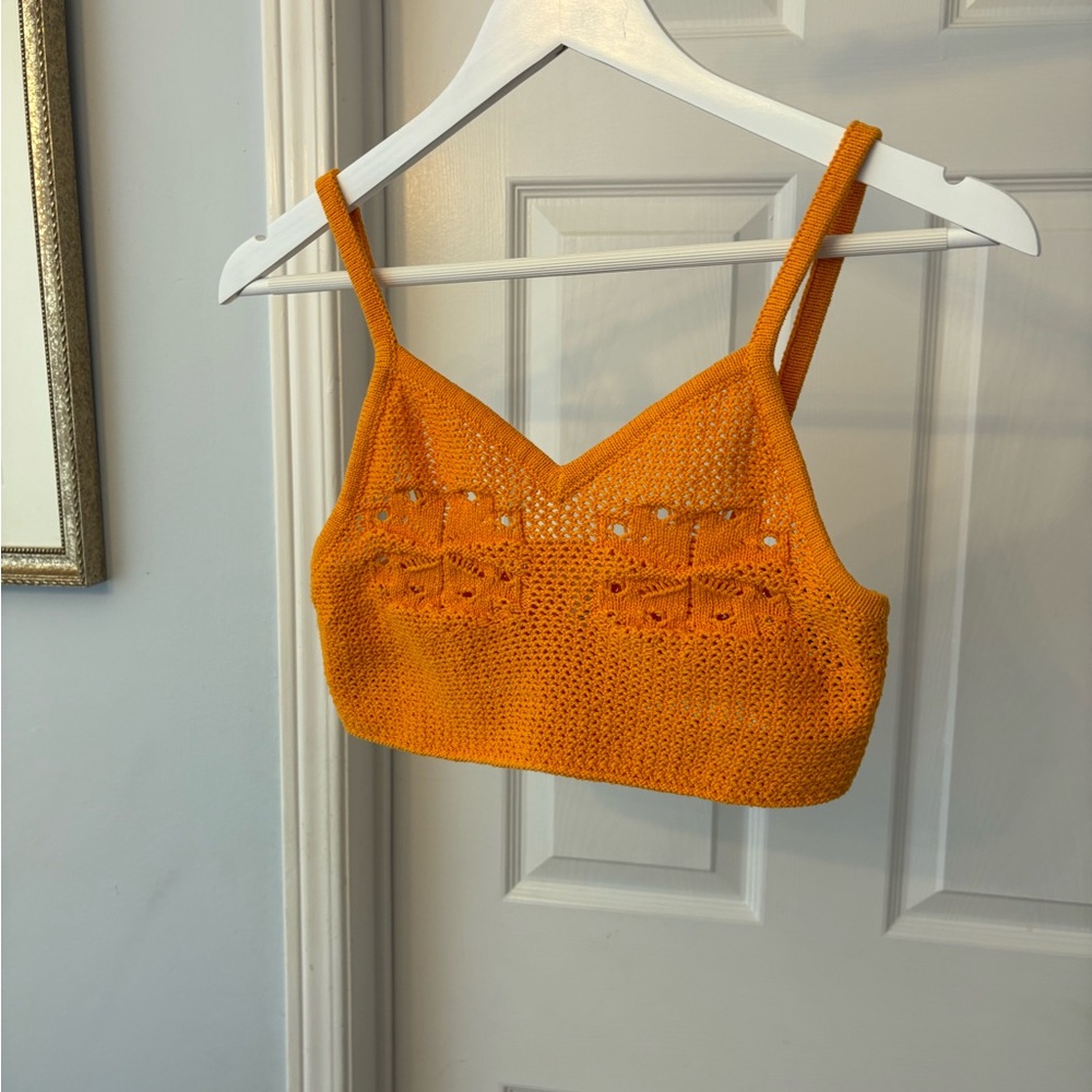 H&M Orange Crochet Bralette Top Size Small - Picture 5 of 11